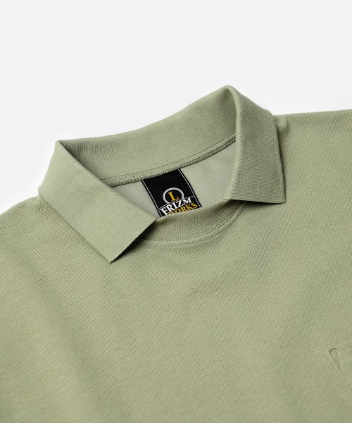 COLLAR LAYERED PIQUE SHIRT _ LIGHT KHAKI