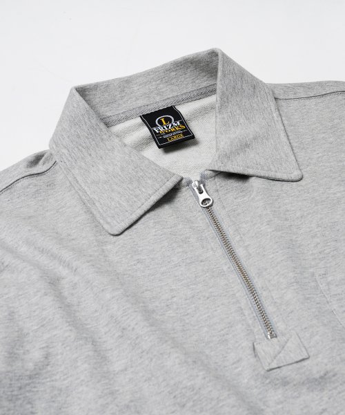 COLLAR HALF ZIP SWEAT T-SHIRT _ GRAY