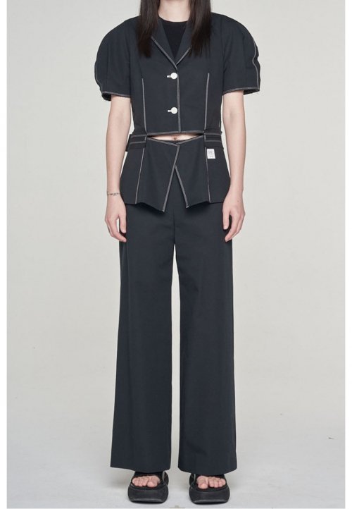 [женский] Voluminous Sleeve Linen Jacket _RQJAM23549BKX