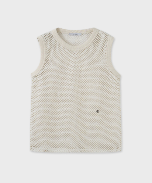Хлопковый вязаный жилет кроше (Ivory)