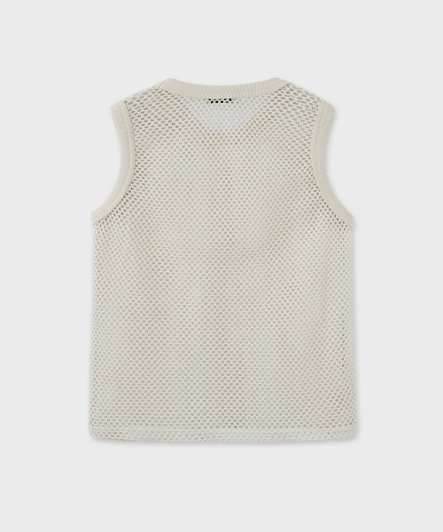 Хлопковый вязаный жилет кроше (Ivory)