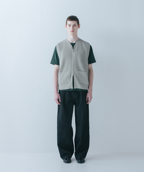 Вязаный жилет на молнии_PALE GREEN