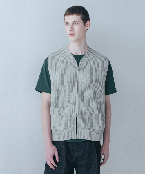 Вязаный жилет на молнии_PALE GREEN