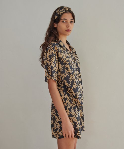 BALI V-NECK PAJAMA SET_leaf sugarblack