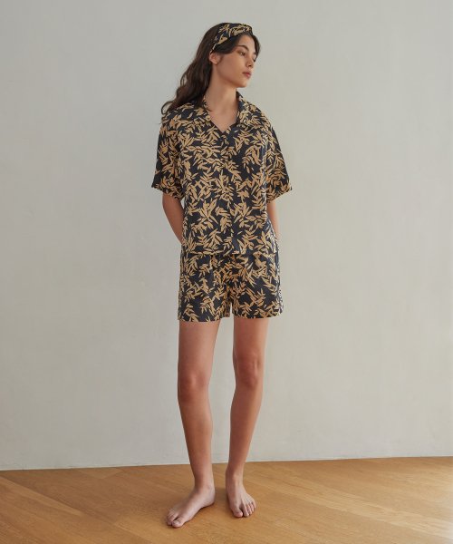 BALI V-NECK PAJAMA SET_leaf sugarblack