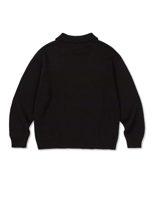 [Mmlg] NEW MELGE COLLAR KNIT (EVERY BLACK)