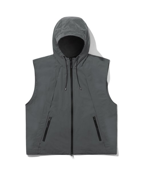 DIVISION NYLON HOOD ZIP-UP VEST (CHARCOAL)