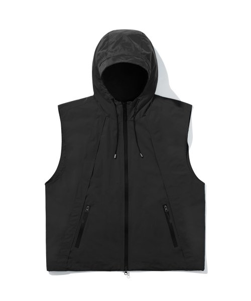 DIVISION NYLON HOOD ZIP-UP VEST (BLACK)