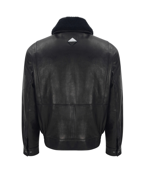 NAPPA LEATHER BOMBER JACKET (BLACK / LAMBSKIN)