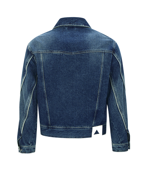 BIKER DENIM JACKET (DEEP BLUE)