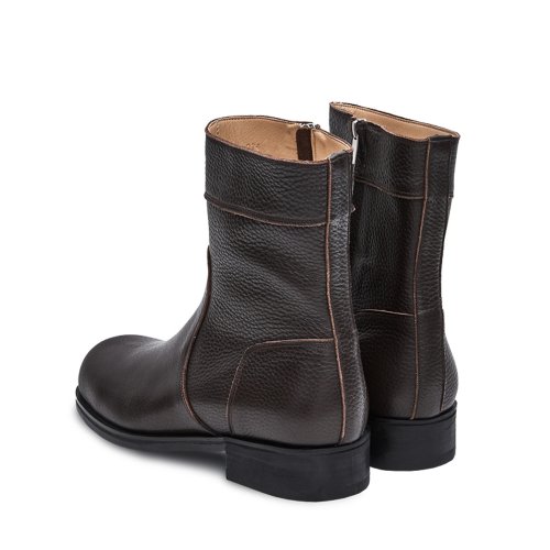 MUSINSA | NEGATIVE THREE Side zip-up middle boots BROWN