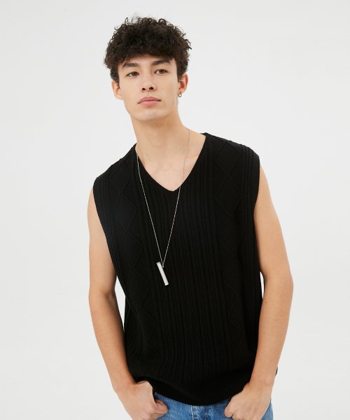 UNISEX, Solar Dia Ribbed Knit Vest Black