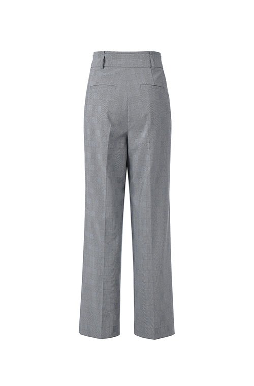 MUSINSA | KANG SISTER Gray Glen Check Belt Slacks