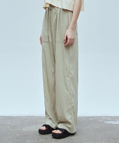 CASUAL BANDING WIDE PANTS KHAKI BEIGE