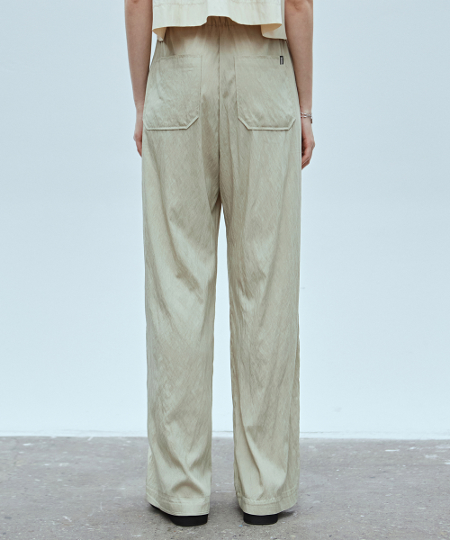 CASUAL BANDING WIDE PANTS KHAKI BEIGE