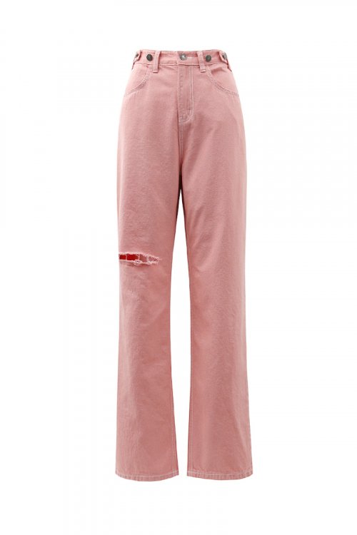 Blush Recycled Cotton полуширокие брюки — Pink