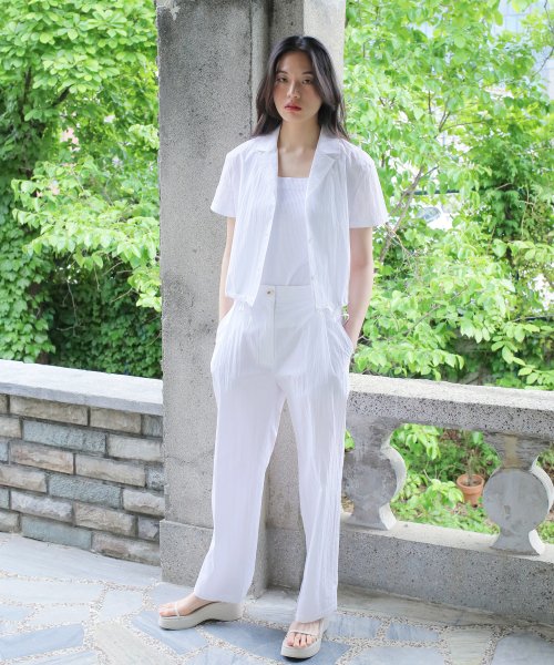 SUMMER TUCK PANTS WHITE