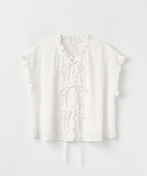 SCALLOP FRILL BLOUSE WHITE