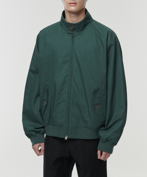 COTTON HARRINGTON JACKET DEEP GREEN