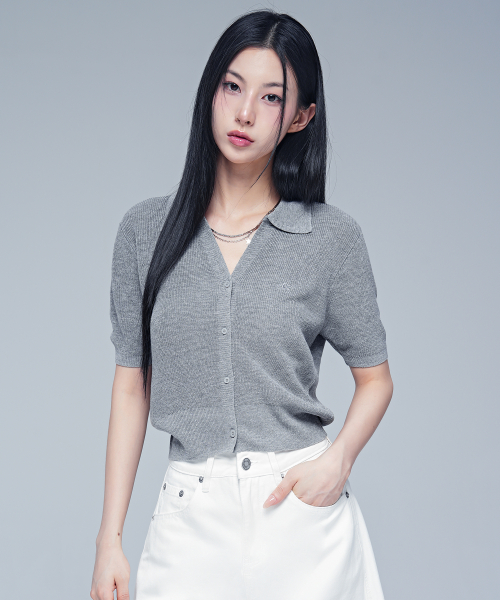 Anna Linen Like Collar Short-Sleeve Knit - 5COL thumbnail 2
