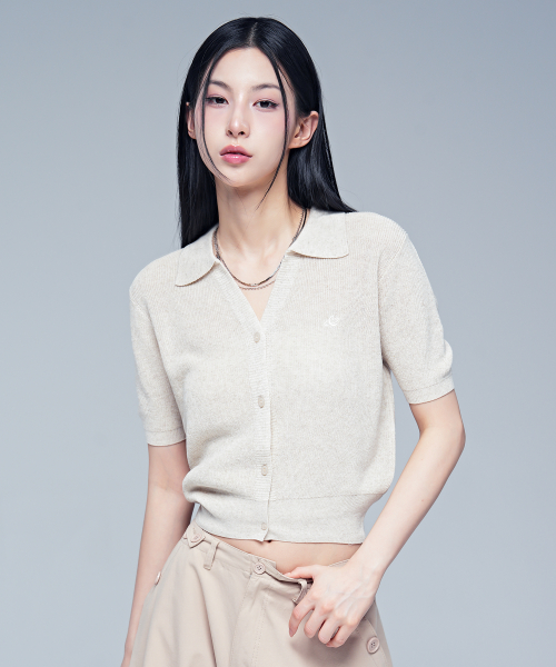 Anna Linen Like Collar Short-Sleeve Knit - 5COL thumbnail 4