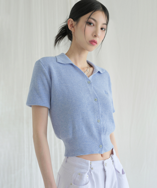 Anna Linen Like Collar Short-Sleeve Knit - 5COL thumbnail 5