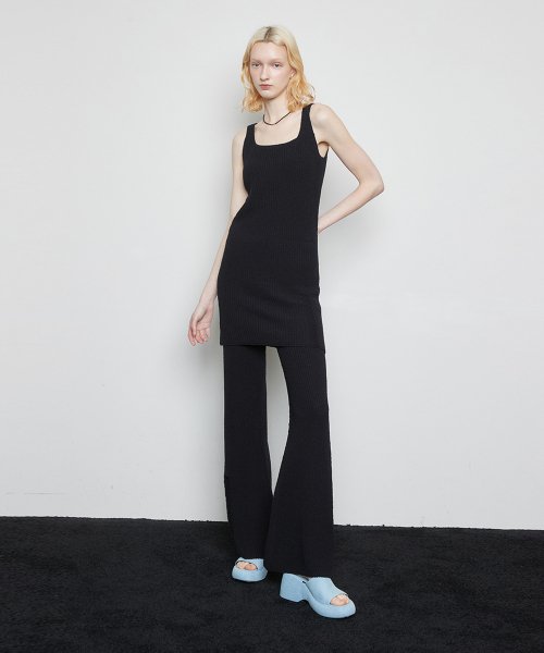 L3 DEMAGE KNIT PANTS BLACK