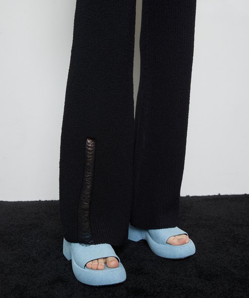 L3 DEMAGE KNIT PANTS BLACK