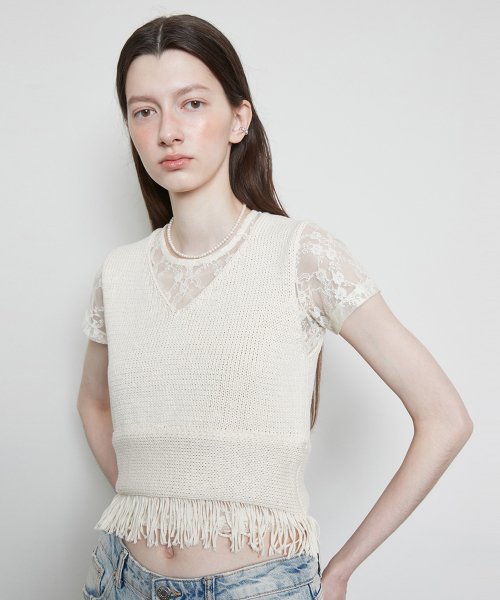 ànukeFringe Knit Bustier✨アイボリー anuke（アンヌーク）の「Fringe