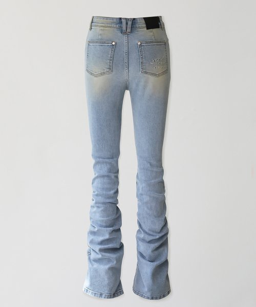 MUSINSA YUSE SHIRRING POINT SLIM DENIM PANTS LIGHT BLUE