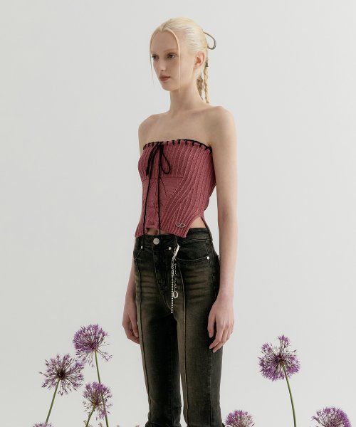 Cropped Lace-Up Tube Top