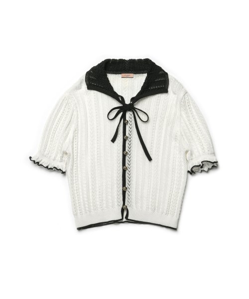 Summer Punching Ribbon Cardigan Black