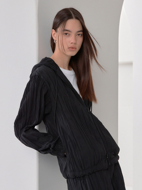 Wake Pleats Hood Zipup 3color
