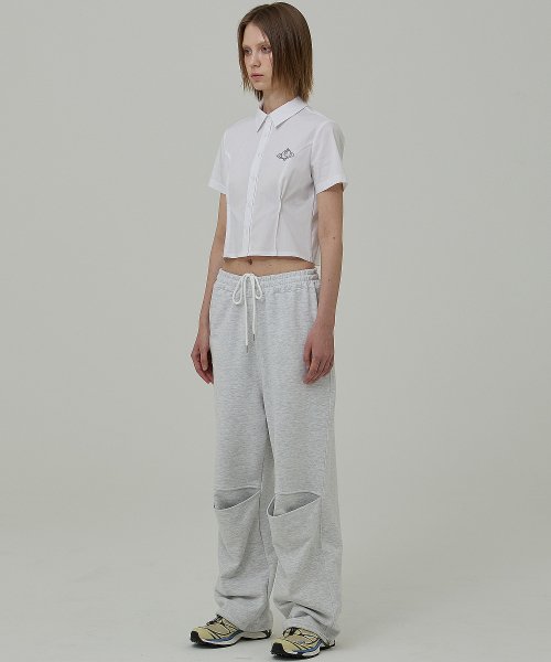 SLIT PANTS IN GREY широкий брюки
