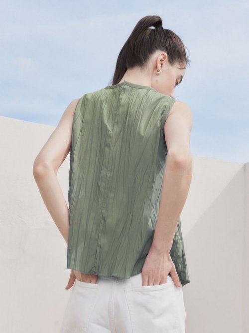 Wake Pleats Sleeveless Top 4color