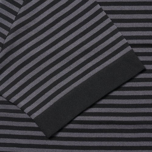Casual Linen Like Short Sleeve Stripe Round Knit Black&Grey