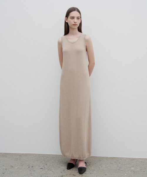 MUSINSA | CARRIERE LINEN BLEND SLEEVELESS WHOLEGARMENT KNIT DRESS