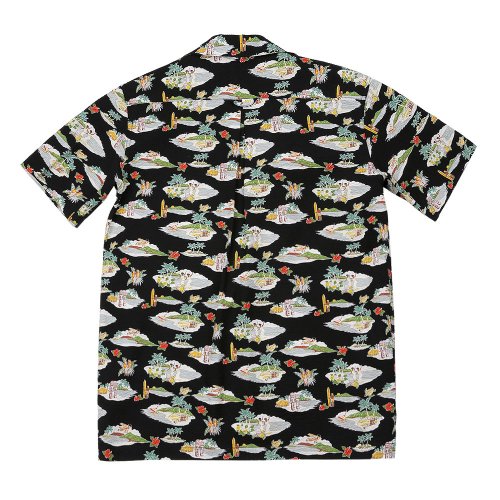 Cotton Seersucker Hawaiian Shirts Black