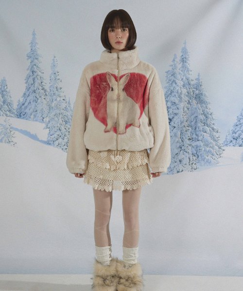 MUSINSA | KATER Rabbit Heart Fur Jacket Ver.2 - BEIGE