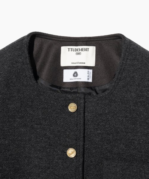 WOOL TWEED HALF JACKET CHARCOAL