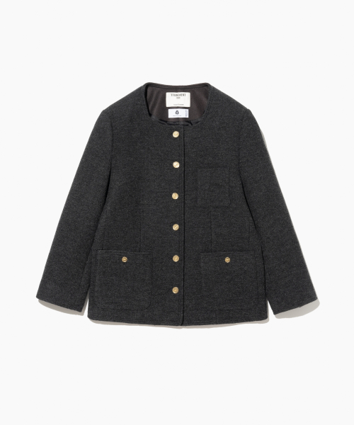 WOOL TWEED HALF JACKET CHARCOAL