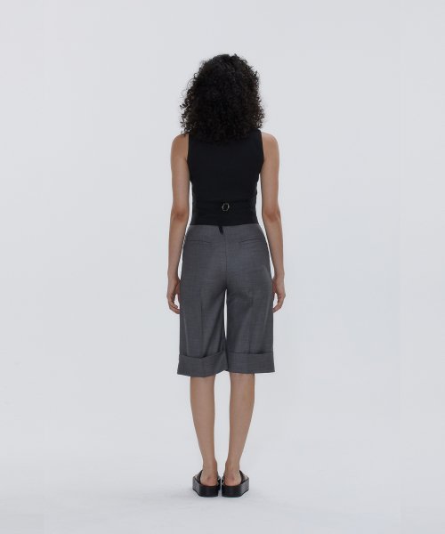 LINEN BLEND WAISTCOAT BLACK