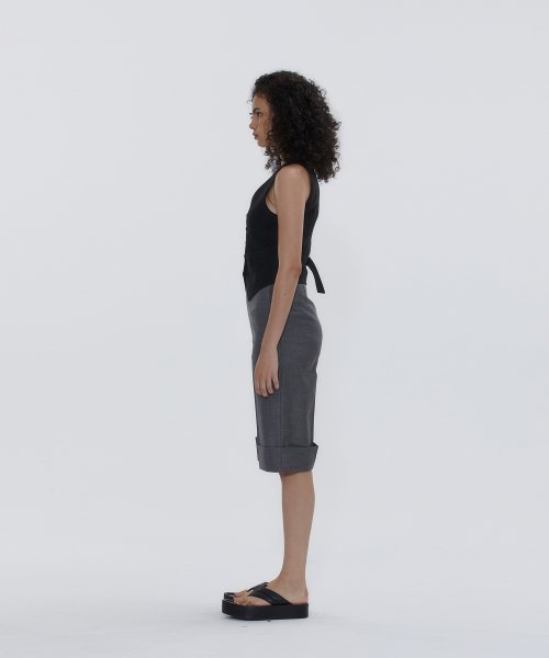 LINEN BLEND WAISTCOAT BLACK
