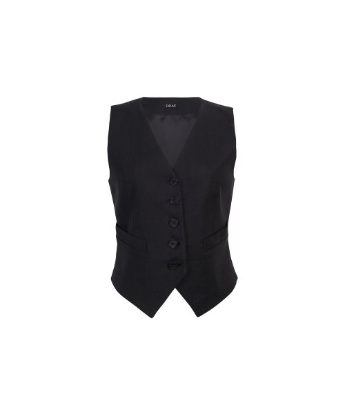 LINEN BLEND WAISTCOAT BLACK