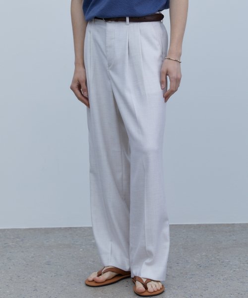 Cool Linen двойная складка широкие слаксы Natural Ivory