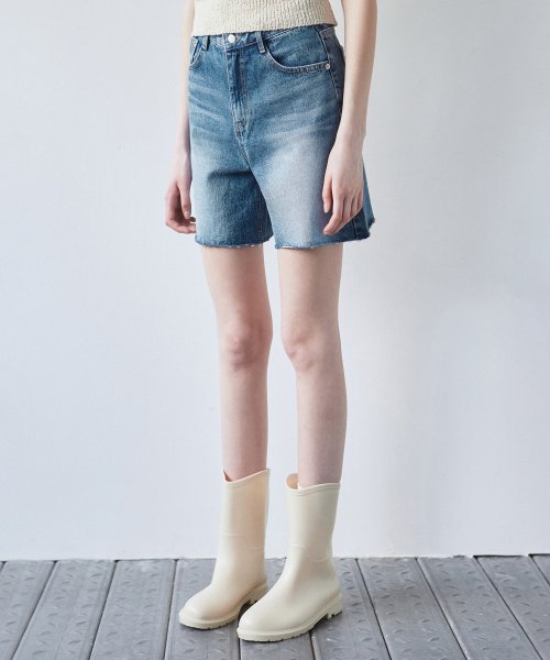 CUTTING деним HALF PANTS_BLUE