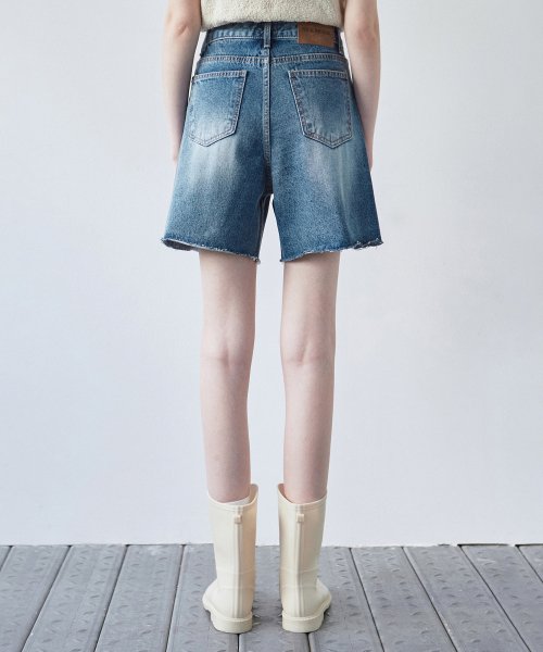 CUTTING деним HALF PANTS_BLUE