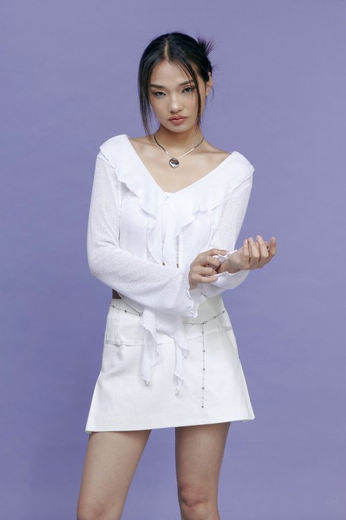 Plum cardigan_White
