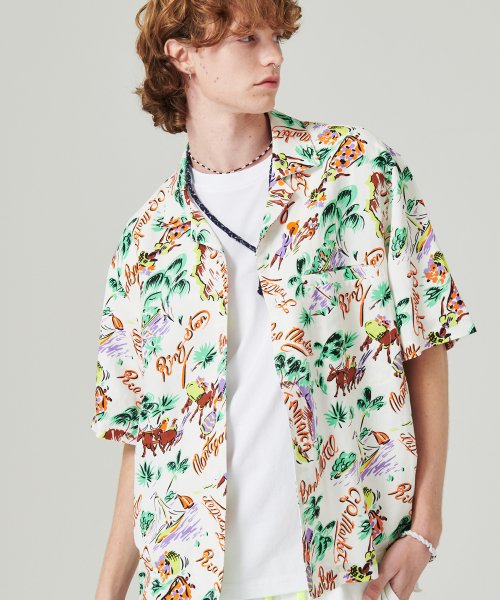Open collar гавайская рубашка