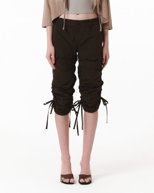 Двусторонние нейлоновые брюки со сборками (Deep Brown)